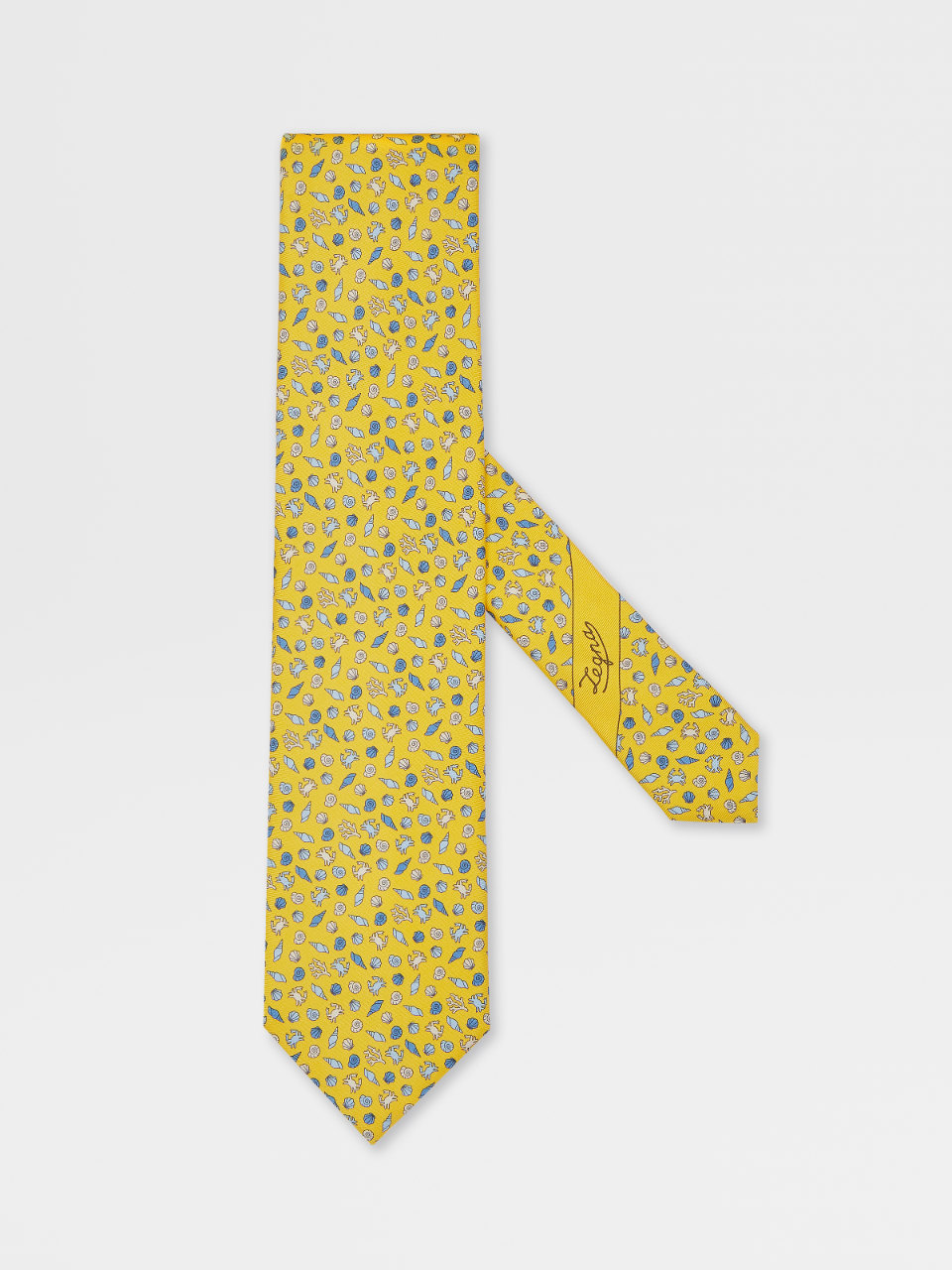 Printed Yellow Silk Tie